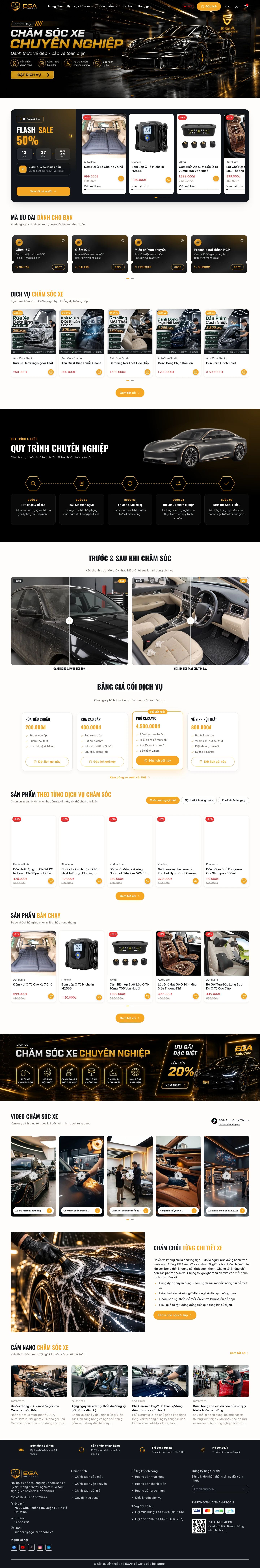 Trang chủ demo đang bật các khối module.