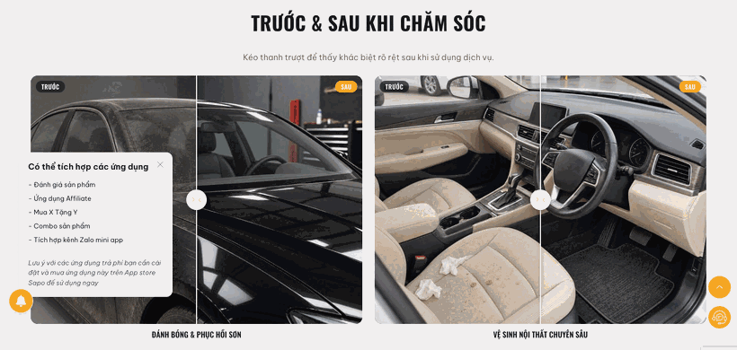 Kéo thanh so sánh giữa ảnh trước và ảnh sau.