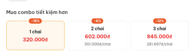 Chọn combo khác - giá cập nhật theo cấp combo.