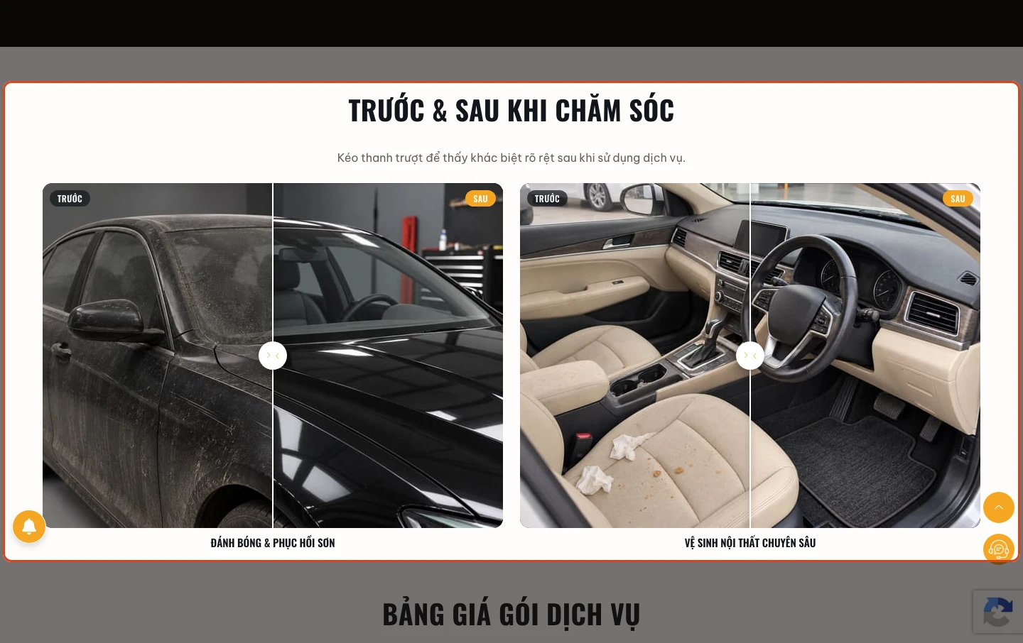 Khối Trước & Sau trên trang chủ.