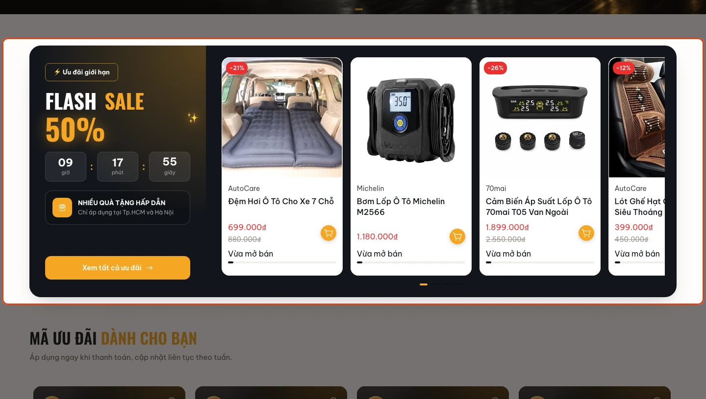 Khối Flash Sale trên trang chủ.